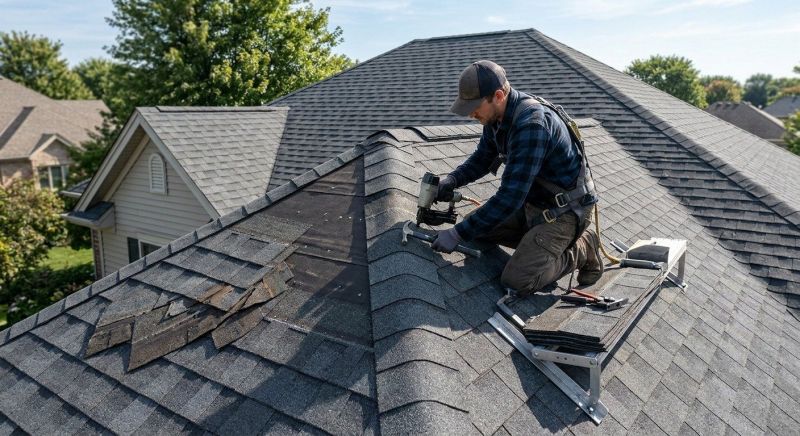 Hip Roof Shingle Repair in Gary, IN