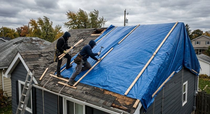 Storm Damage Roof Tarping in Gary, IN